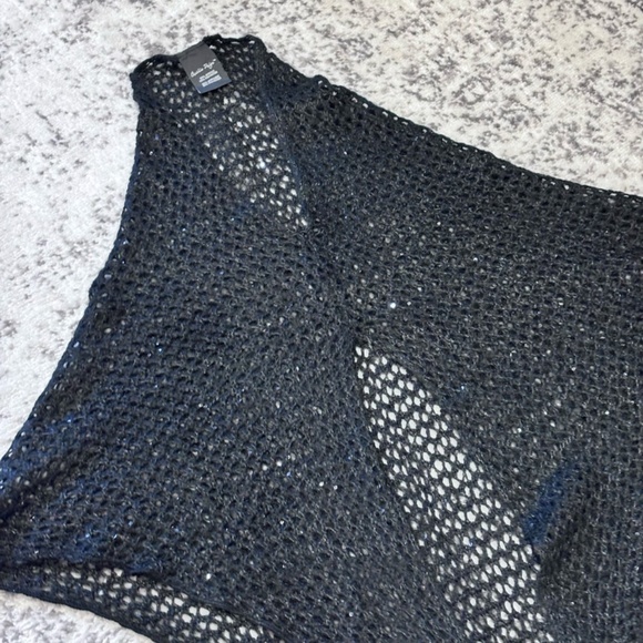 Charlie Paige Women's Black Sequin Knitted Shawl Cover Up Poncho - Picture 2 of 7